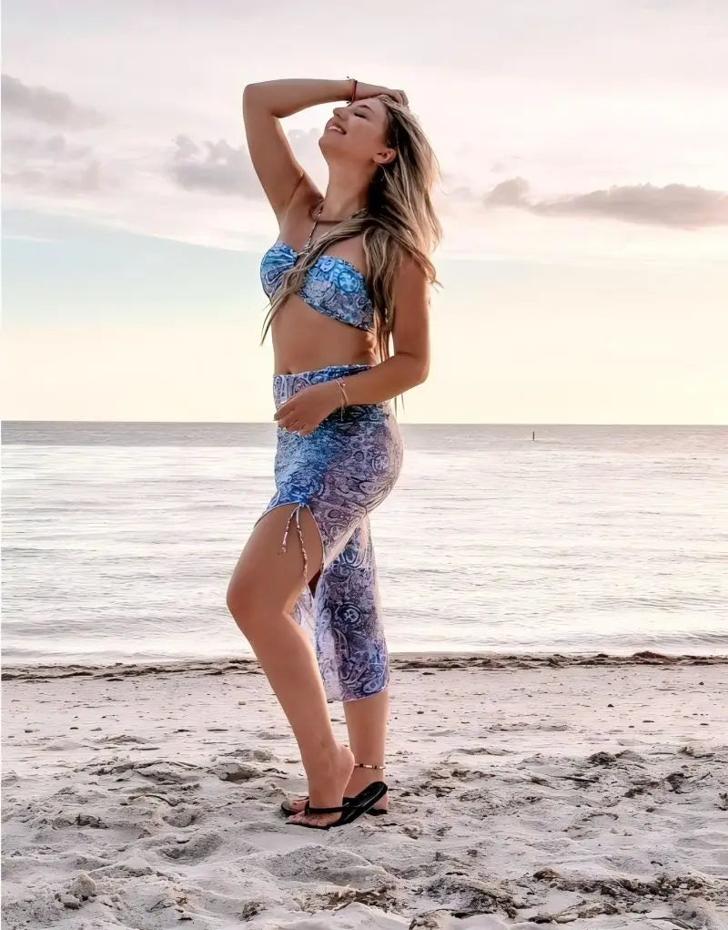 Paisley Sexy Boheemse strandjurk, strandkleding, tweedelig badpak, zomerse strandoutfit