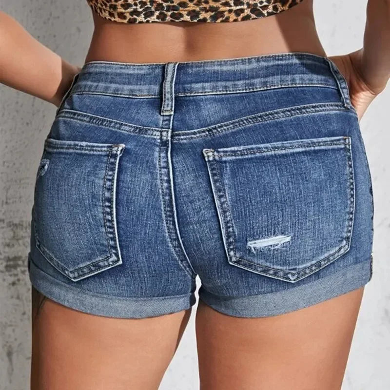 Women's Split Denim Shorts Summer Beach