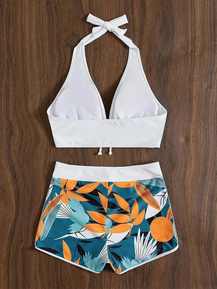 Halterbikiniset, korte badpak, hoge taille