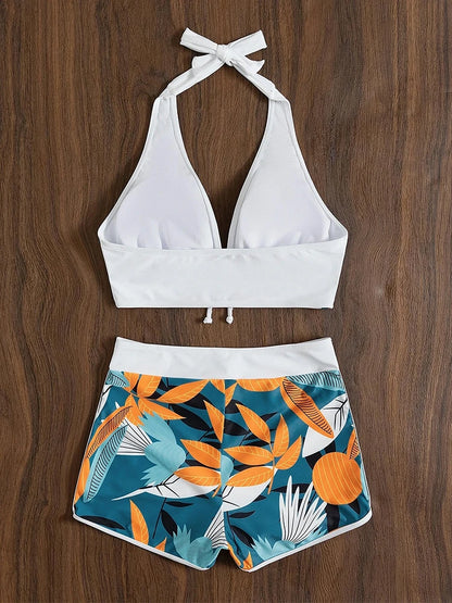 Halterbikiniset, korte badpak, hoge taille