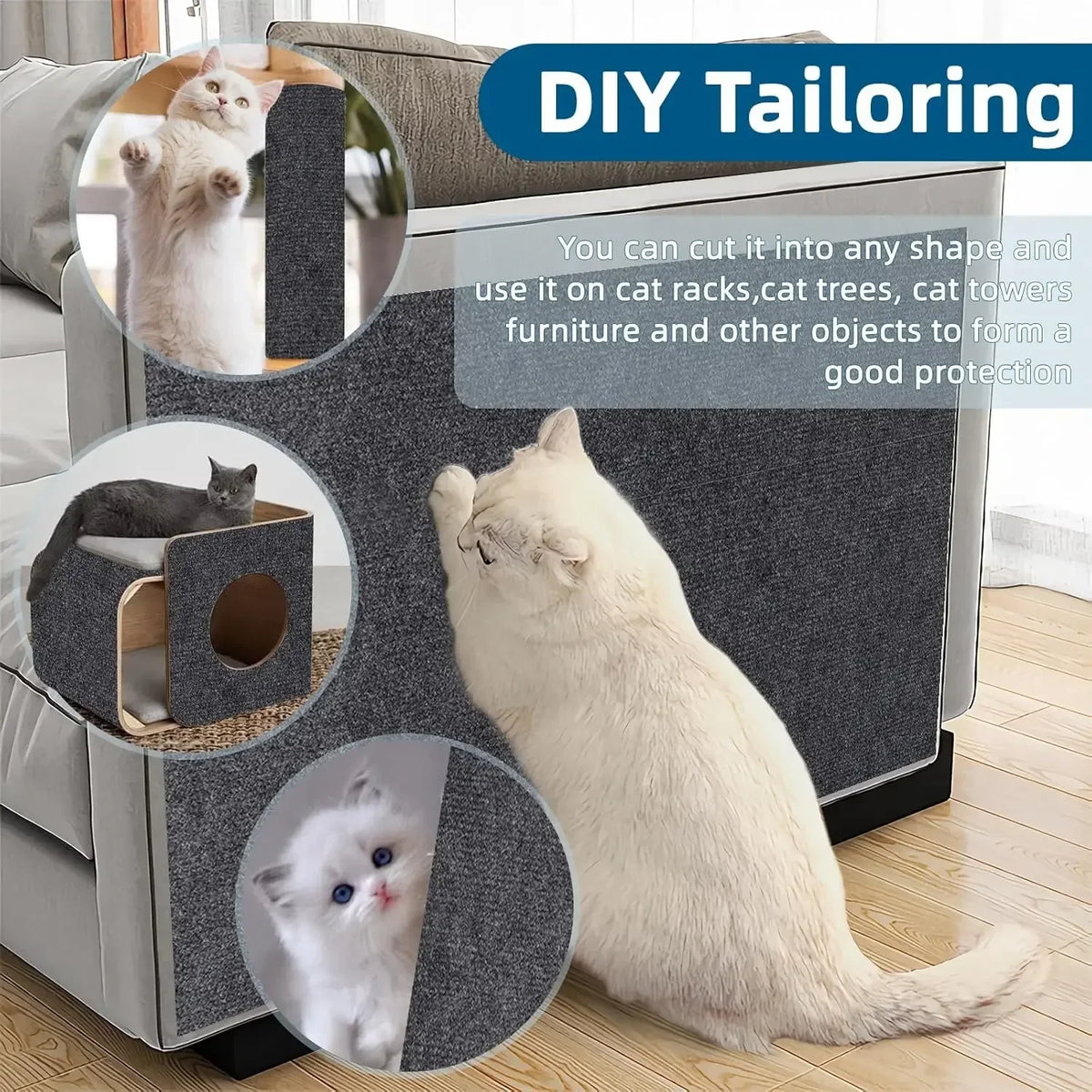 7 Kleuren Kattenkrabpaal Sofa Beschermer Kattenkrabmat Bescherming Trimbaar Zelfklevend Tapijt DIY Kattenkrabmat