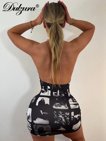 Dulzura Sexy damesjurk -Tie Dye Print Mouwloos Rugloos