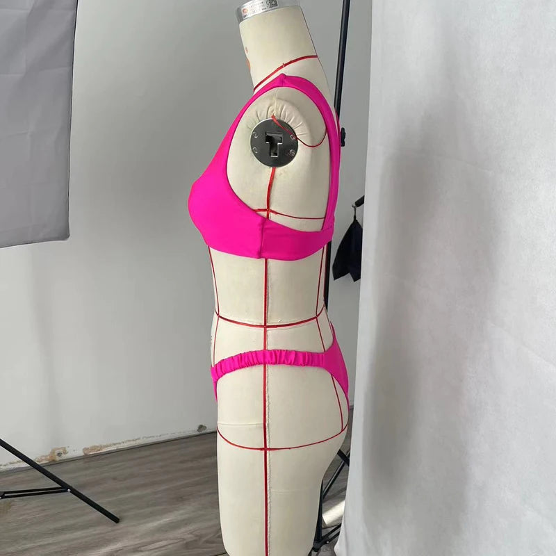 BEACHCICI Dames Bikini Tweedelig Sexy Effen Glanzend