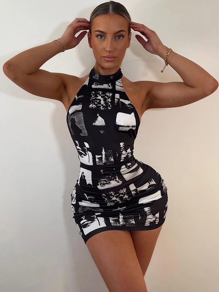 Dulzura Sexy damesjurk -Tie Dye Print Mouwloos Rugloos