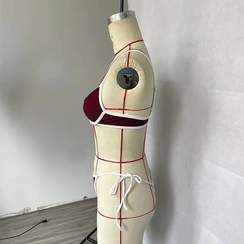 BEACHCICI Bikini Tweedelig Sexy Contrasterende Kleur Vetersluiting Slanke Strandvakantie Badpak