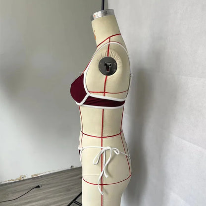 BEACHCICI Bikini Tweedelig Sexy Contrasterende Kleur Vetersluiting Slanke Strandvakantie Badpak