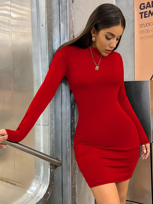 bodycon mini-jurk met lange mouwen