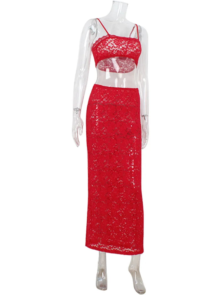 Sexy Lace Sets Sleeveless Elegant