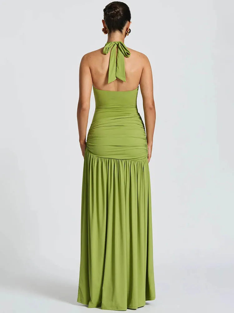 Mozision Elegante Sexy Maxi-jurkset met open rug, geplooide splitjurken