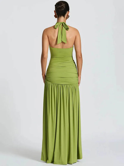 Mozision Elegante Sexy Maxi-jurkset met open rug, geplooide splitjurken