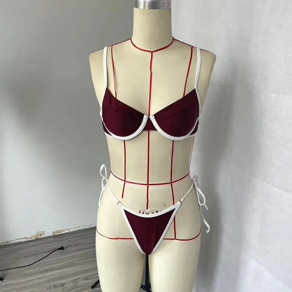 BEACHCICI Bikini Tweedelig Sexy Contrasterende Kleur Vetersluiting Slanke Strandvakantie Badpak