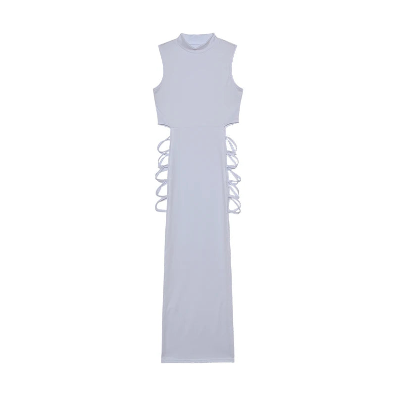 Criss Cross Cut Out Jurk, Sexy Bodycon Mouwloze Jurk