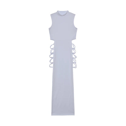 Criss Cross Cut Out Jurk, Sexy Bodycon Mouwloze Jurk