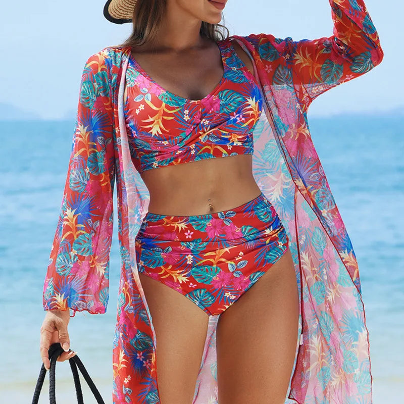 Sexy Bikini's Badpakken met Print  Dames Badmode Push-up Driedelige Badpakken