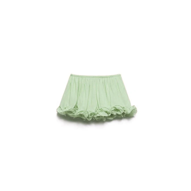 Nieuwe effen chiffon vakantie tweedelige sexy mouwloze zoom top & rok geplooid