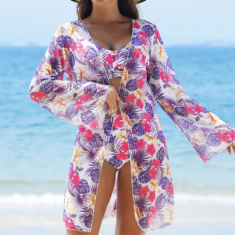 Sexy Bikini's Badpakken met Print  Dames Badmode Push-up Driedelige Badpakken