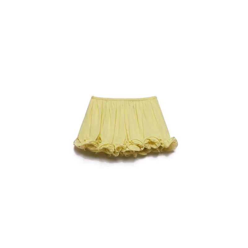 Nieuwe effen chiffon vakantie tweedelige sexy mouwloze zoom top & rok geplooid