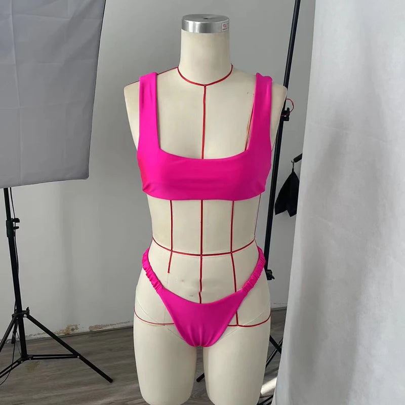 BEACHCICI Dames Bikini Tweedelig Sexy Effen Glanzend