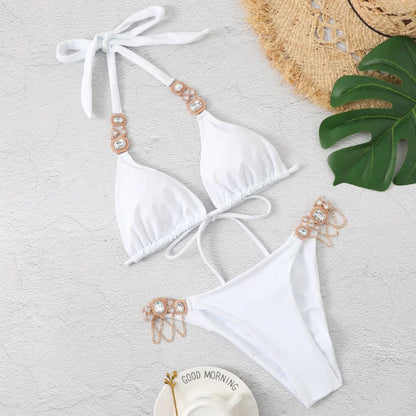 Sex dames badkleding met strassteenstjes