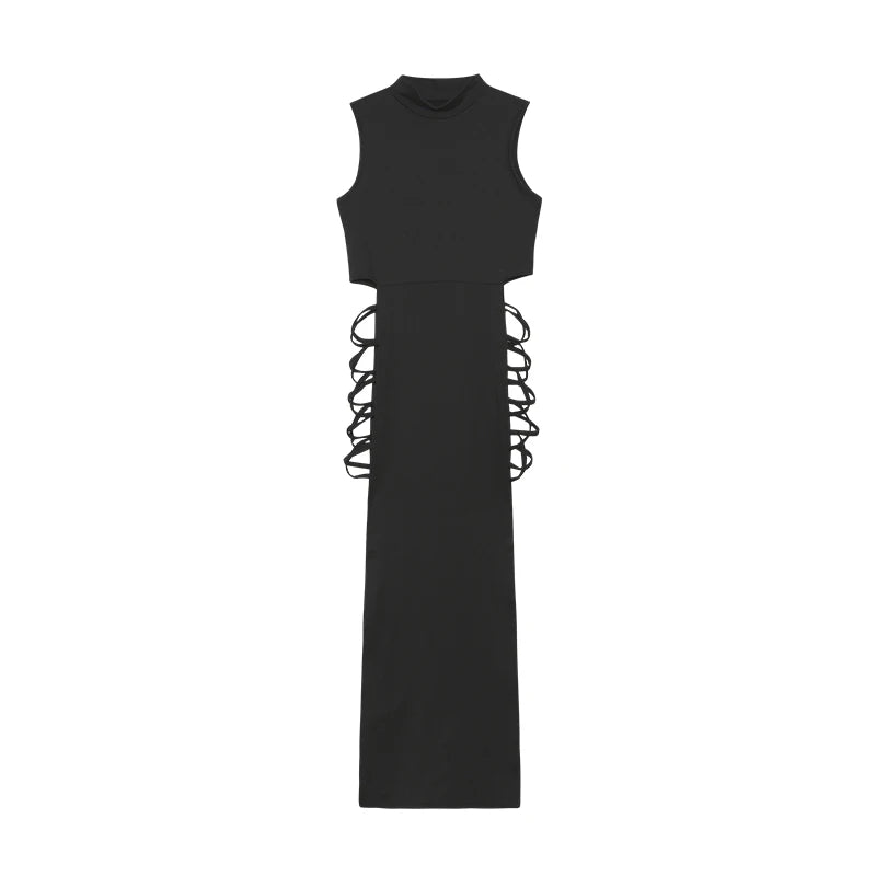 Criss Cross Cut Out Jurk, Sexy Bodycon Mouwloze Jurk