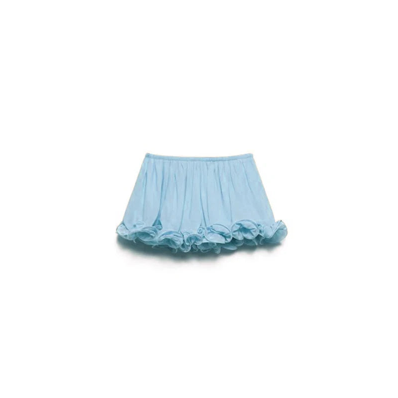 Nieuwe effen chiffon vakantie tweedelige sexy mouwloze zoom top & rok geplooid
