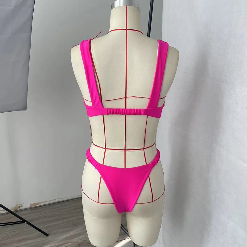 BEACHCICI Dames Bikini Tweedelig Sexy Effen Glanzend