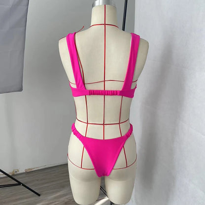 BEACHCICI Dames Bikini Tweedelig Sexy Effen Glanzend