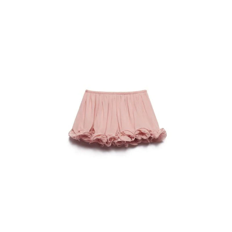 Nieuwe effen chiffon vakantie tweedelige sexy mouwloze zoom top & rok geplooid