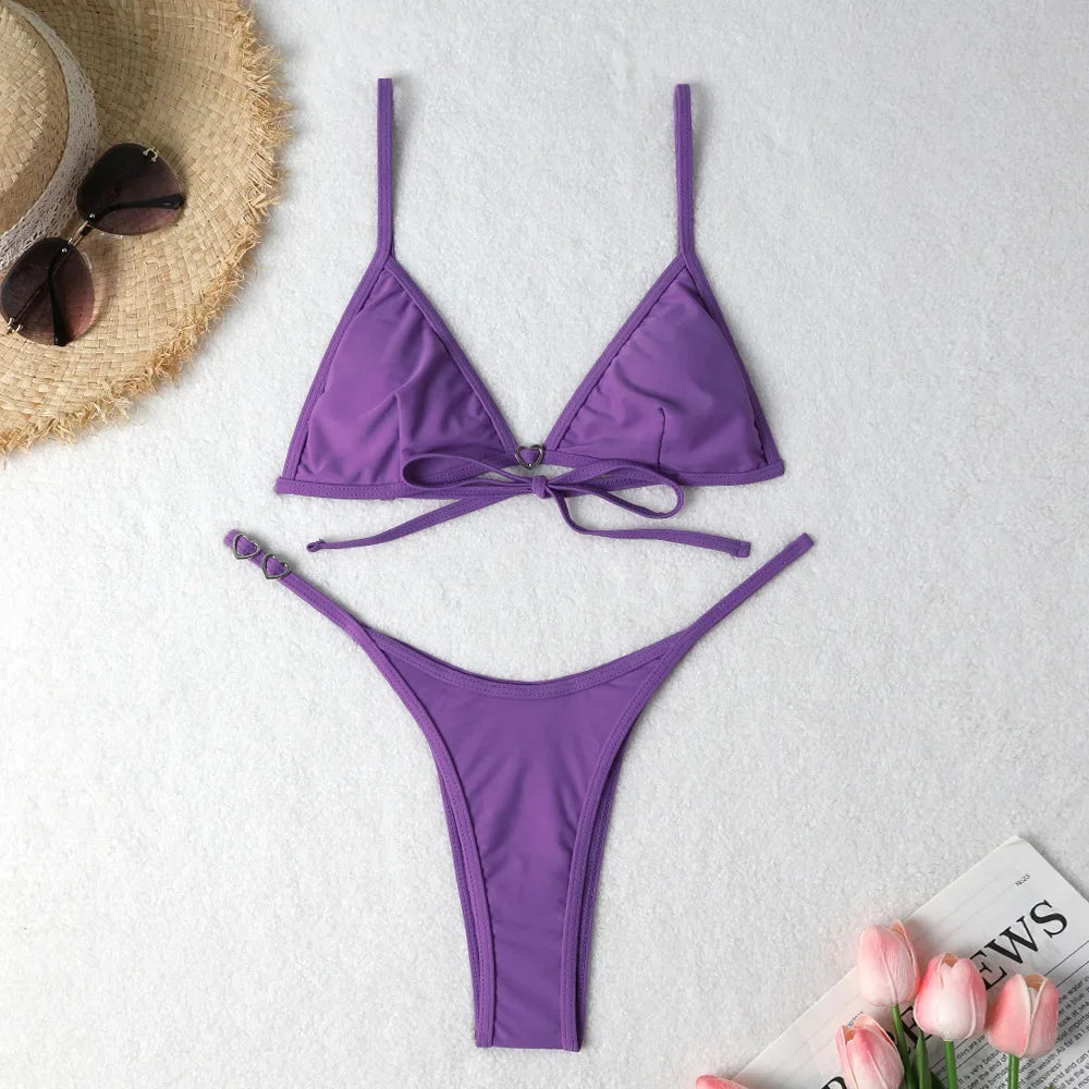2025 Split Multi-color Dames Badpak Sexy Effen Kleur