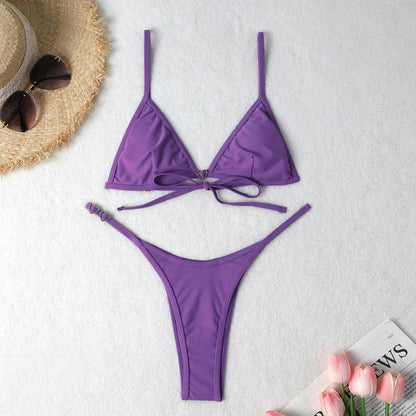 2025 Split Multi-color Dames Badpak Sexy Effen Kleur