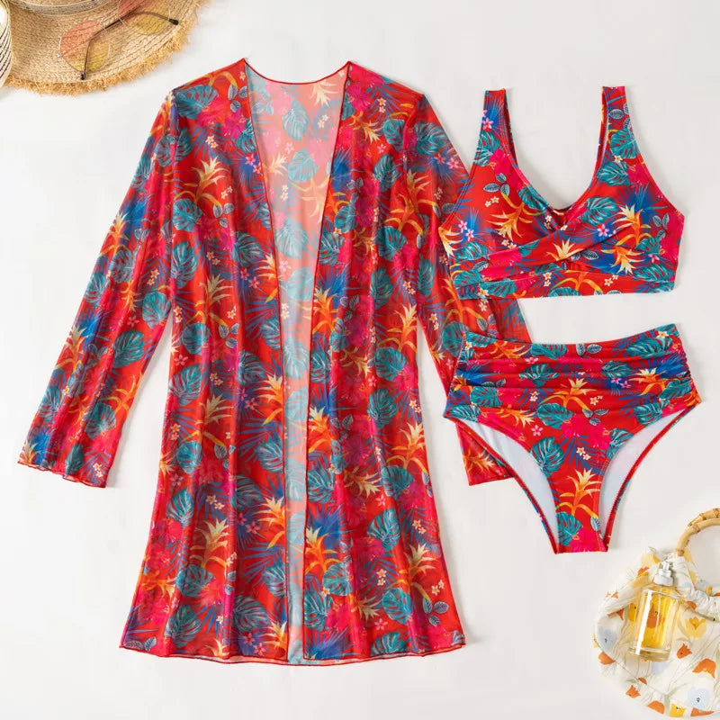 Sexy Bikini's Badpakken met Print  Dames Badmode Push-up Driedelige Badpakken
