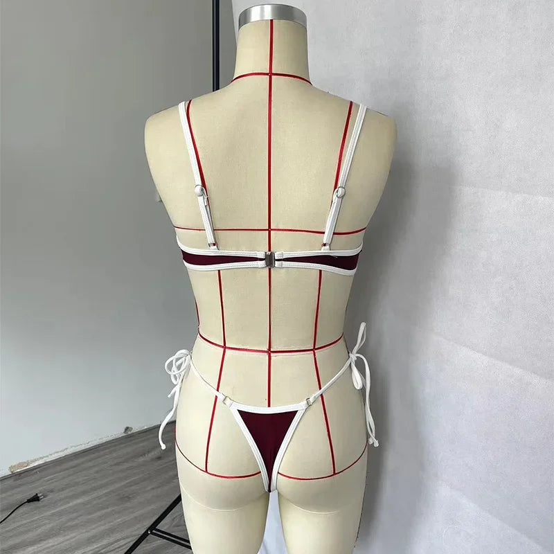 BEACHCICI Bikini Tweedelig Sexy Contrasterende Kleur Vetersluiting Slanke Strandvakantie Badpak