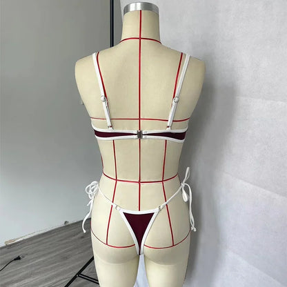 BEACHCICI Bikini Tweedelig Sexy Contrasterende Kleur Vetersluiting Slanke Strandvakantie Badpak