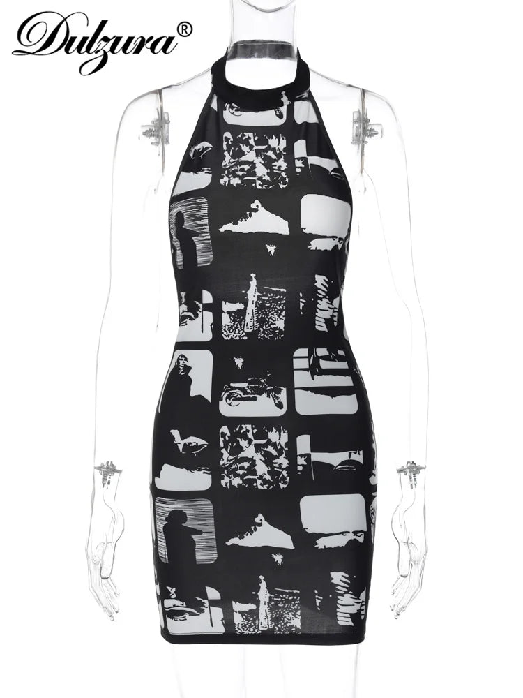 Dulzura Sexy damesjurk -Tie Dye Print Mouwloos Rugloos