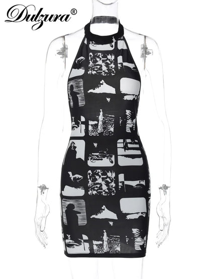 Dulzura Sexy damesjurk -Tie Dye Print Mouwloos Rugloos