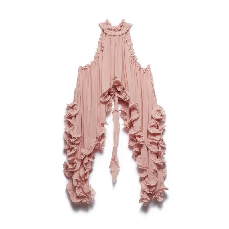 Nieuwe effen chiffon vakantie tweedelige sexy mouwloze zoom top & rok geplooid