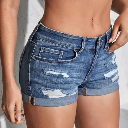 Women's Split Denim Shorts Summer Beach