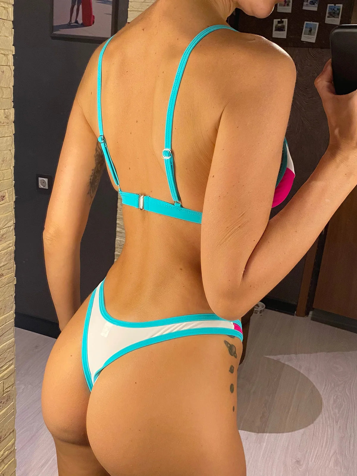 S - XL Sexy Splicing V Shape High Cut Bikini