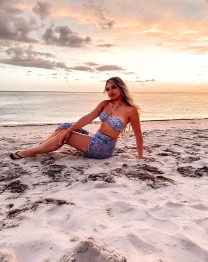 Paisley Sexy Boheemse strandjurk, strandkleding, tweedelig badpak, zomerse strandoutfit