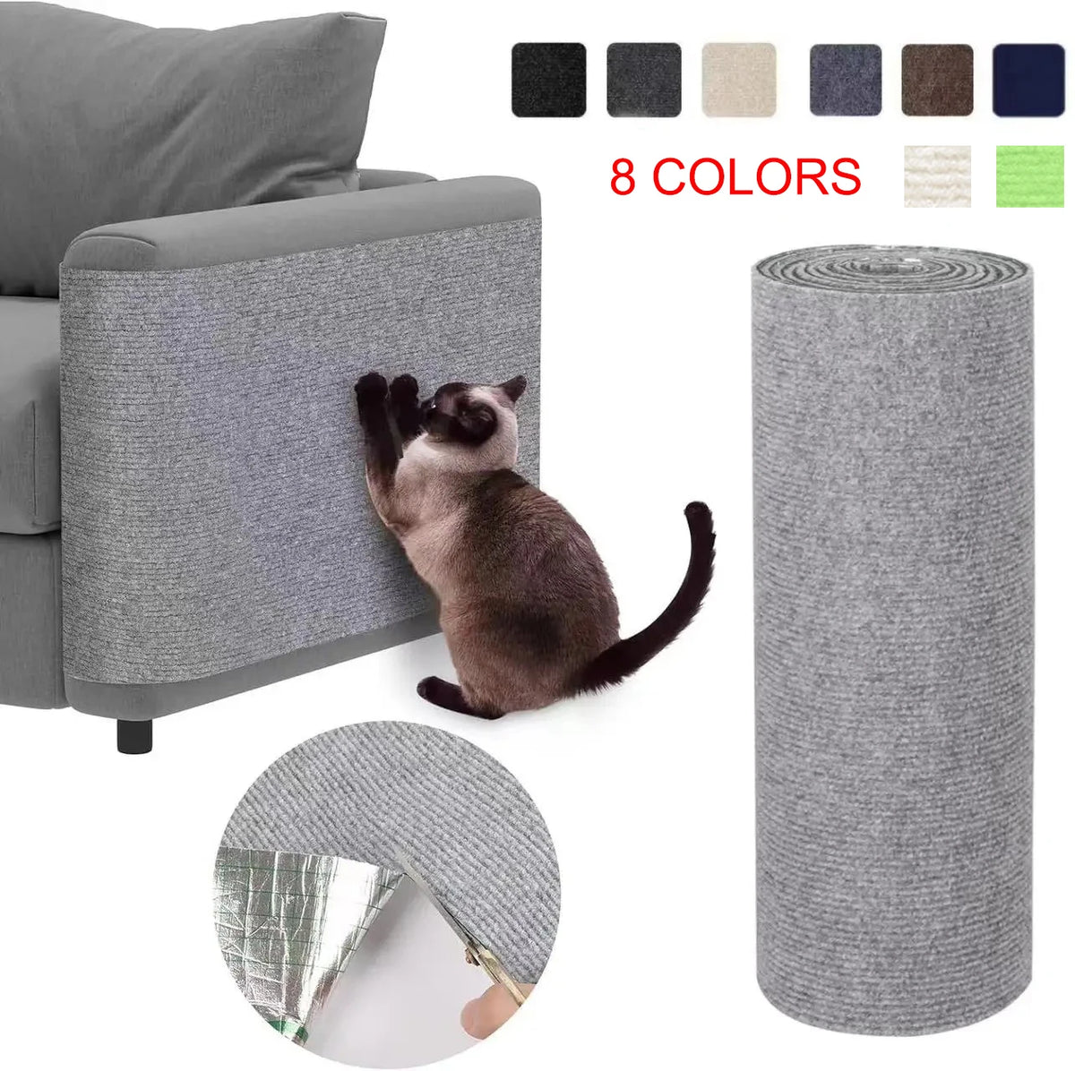 Zelfklevende kattenkrabmat Trimbaar kattentapijt Kat krabtapijt Hoekmuur Kat DIY Scratch Sofa Meubelbeschermer
