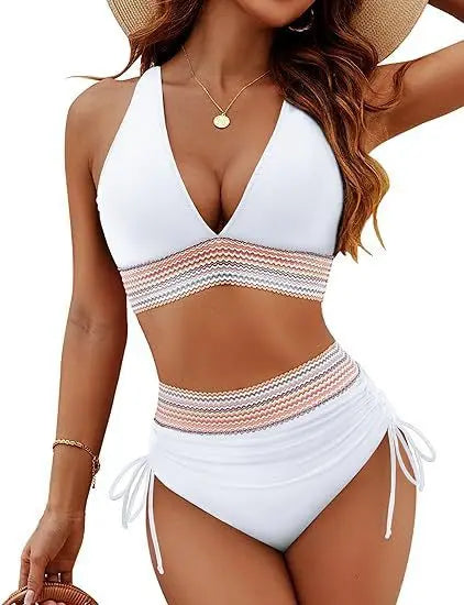 Nieuwe zomerstrandkleding (2025) met textuur, bikiniset met brede schouderband, badkleding met hoge taille en push-up badpakken